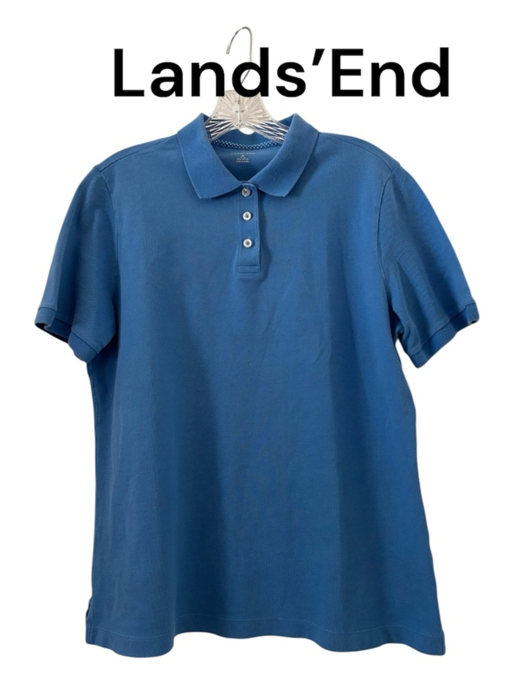 Lands' End Short-Sleeve Polo in Blue M